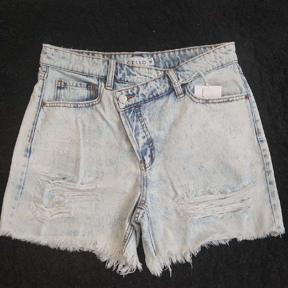 Cello Distressed Light Wash Jean Shorts